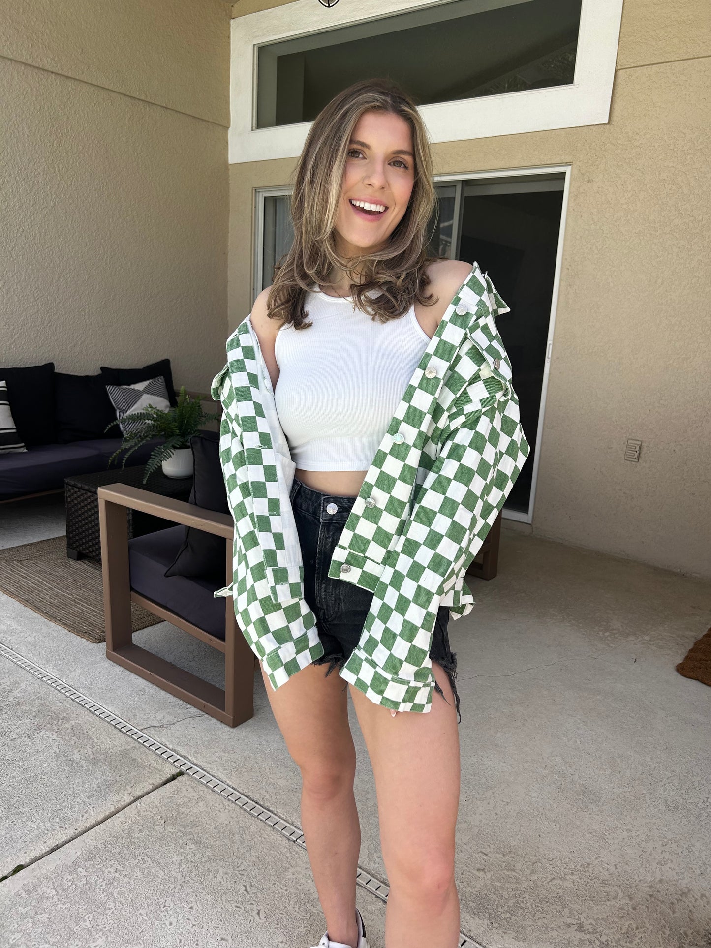 Green & White Checkered Jacket