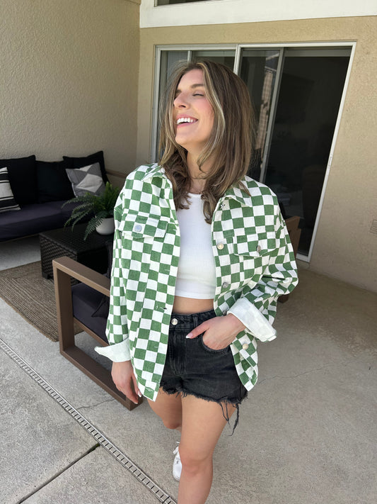 Green & White Checkered Jacket