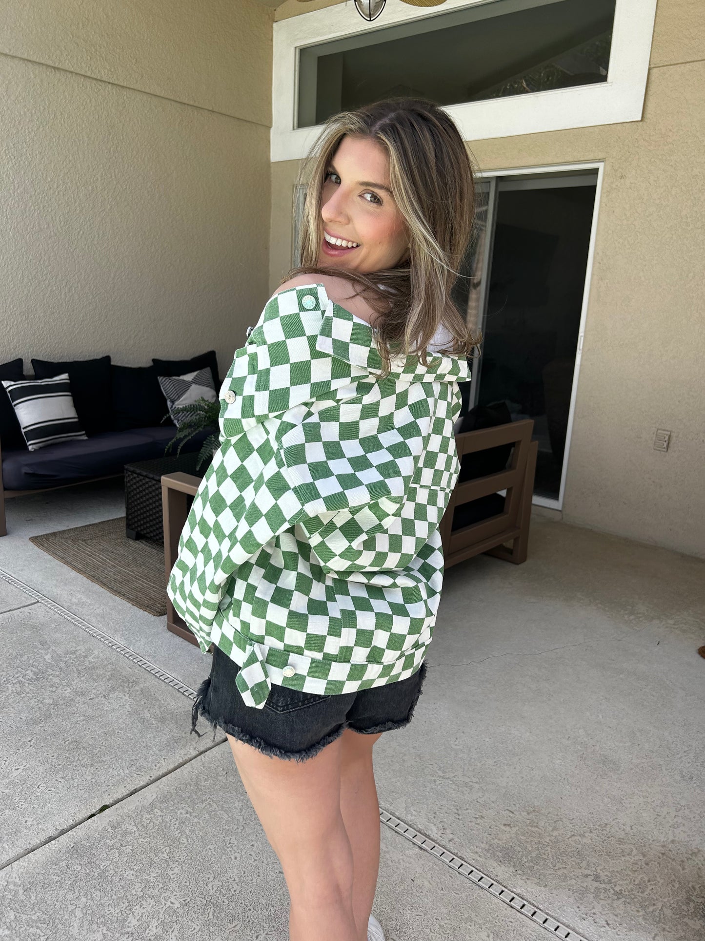 Green & White Checkered Jacket