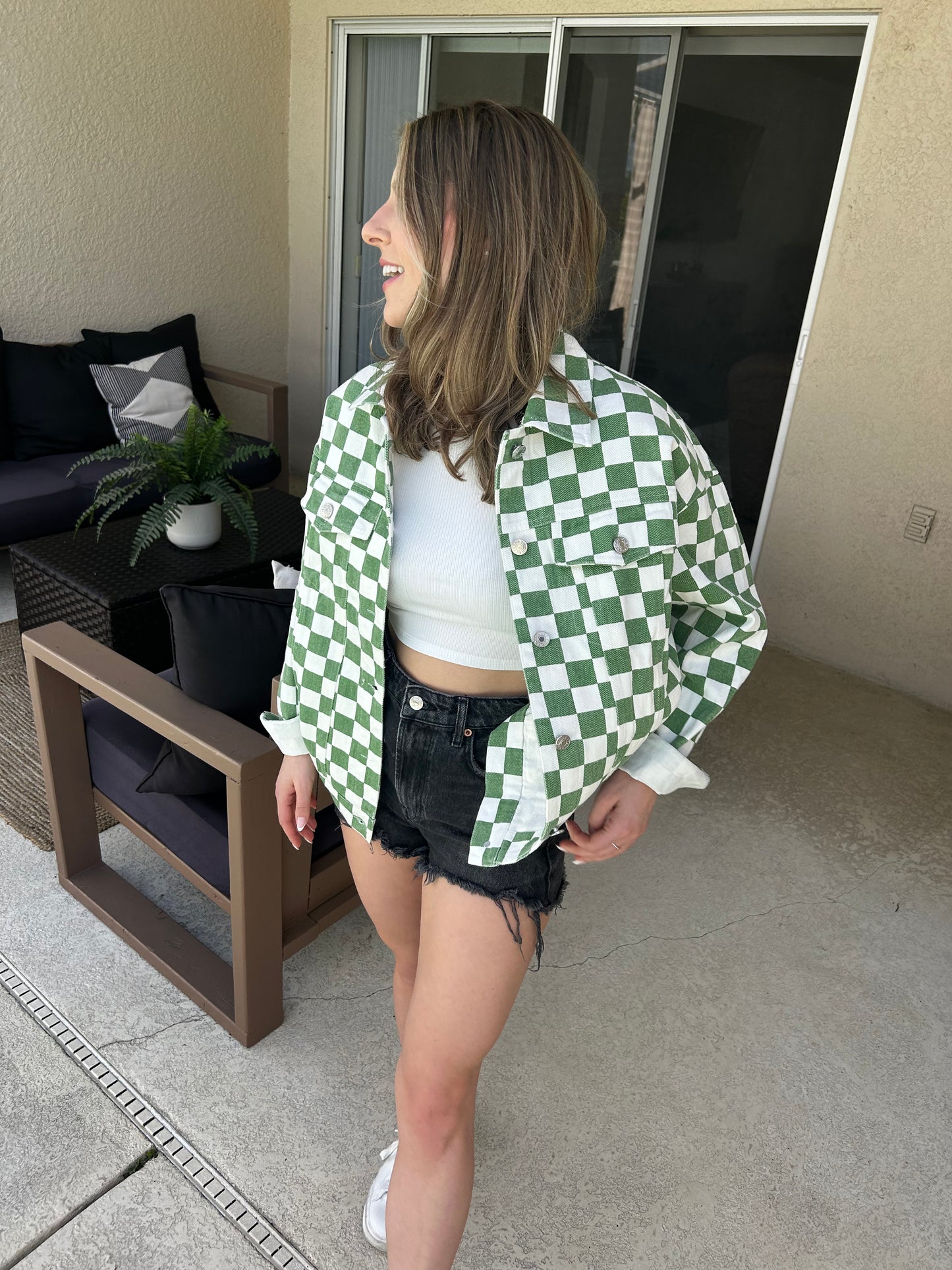 Green & White Checkered Jacket