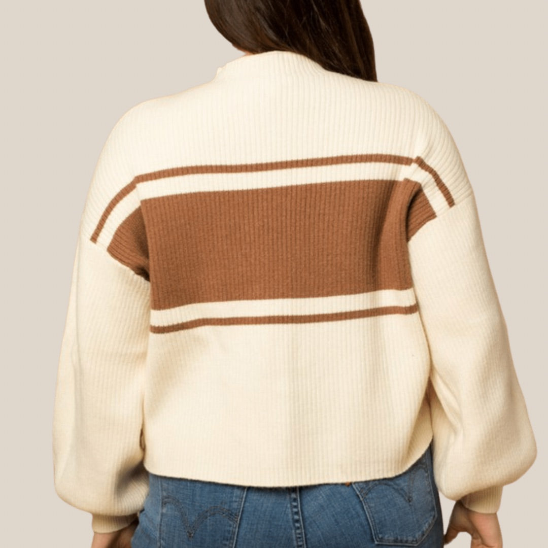 Stripe Mock Neck Sweater